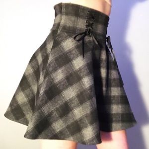 plaid skater skirt with hip ties